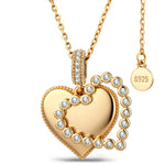 Personalized Engravable Sterling Silver Framed Heart Pendant Necklace In 14K Gold Plated
