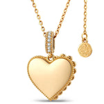 Personalized Engravable Sterling Silver Framed Heart Pendant Necklace In 14K Gold Plated