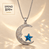 Exclusive Gift Offer: Spend $99+ in a Single Purchase to Get This Crescent Moon Face Blue Star Swarovski® Crystal Pendant Necklace in WHite Gold Plated for FREE (Ships With Order, No Need to Add to Cart)