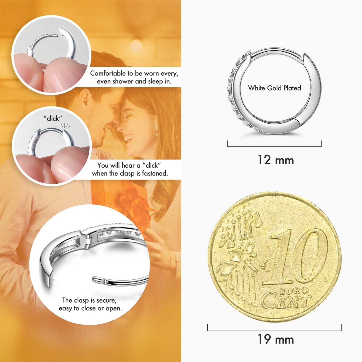 Marine Breeze Exclusive: Spend $99+ in a Single Purchase to Get This Half Paved Crystal Huggie Hoop Earrings in White Gold plated for FREE (Ships With Order, No Need to Add to Cart)