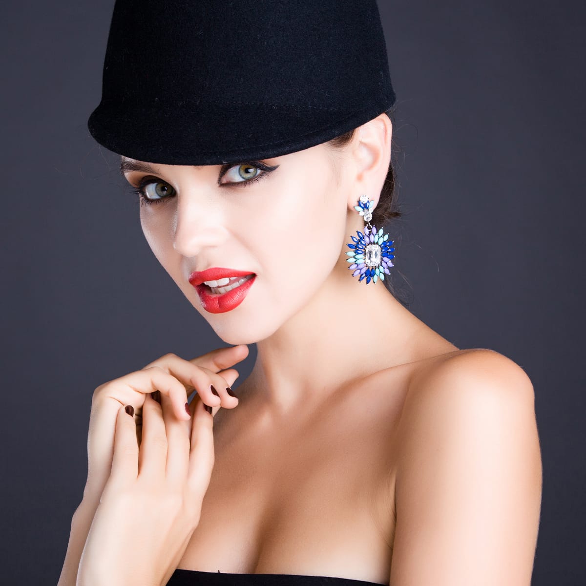Limited Time Weekend Gift (Valid Friday – Monday): Spend $200+ in a Single Purchase to Get This Ombre Blue Violet Floral Burst Drop Earrings in Gunmetal Finish for FREE (Ships With Order, No Need to Add to Cart)