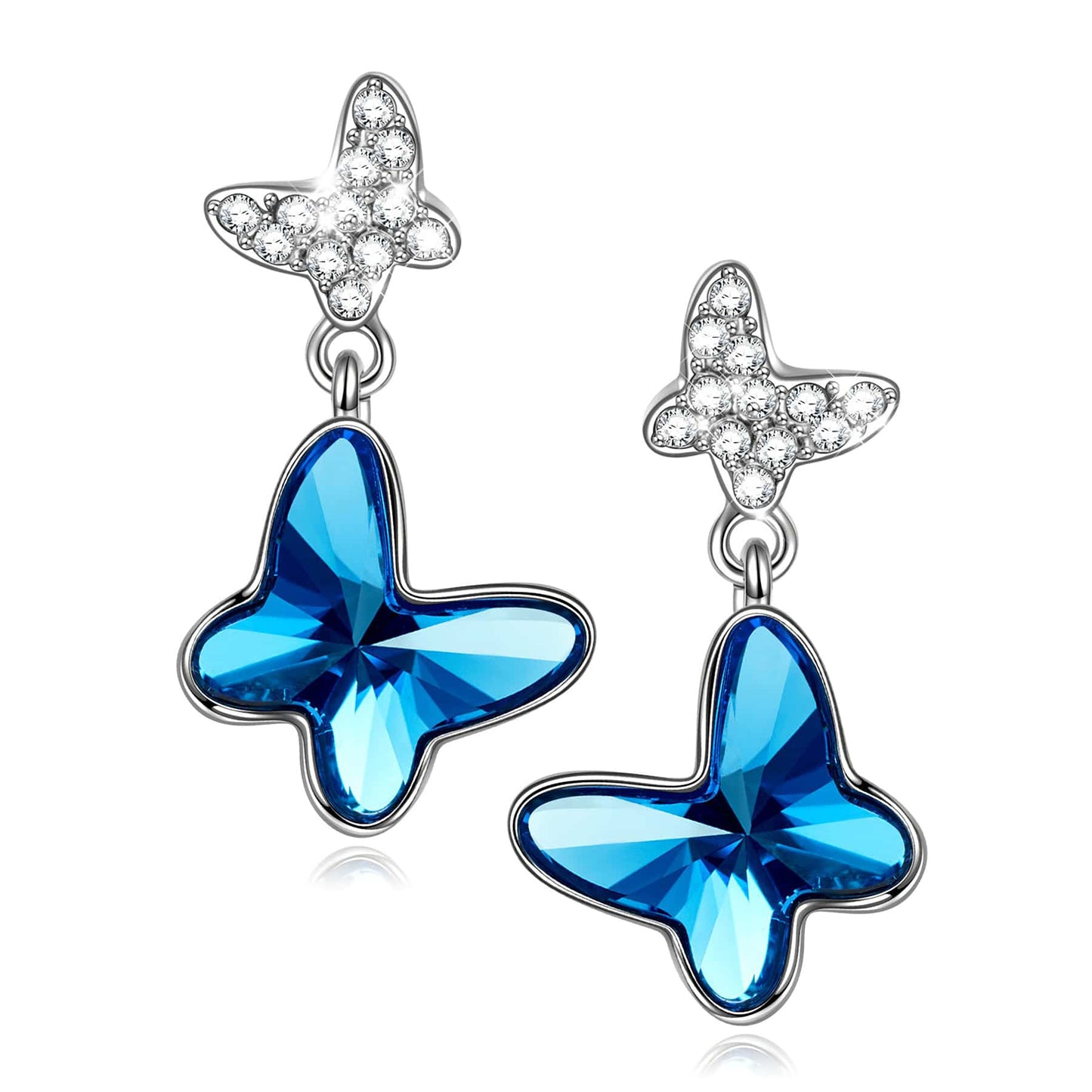 Limited Time Weekend Gift (Valid Friday – Monday): Spend $99+ in a Single Purchase to Get This Butterfly Blue Crystal Drop Stud Earrings in White Gold Plated for FREE (Ships With Order, No Need to Add to Cart)