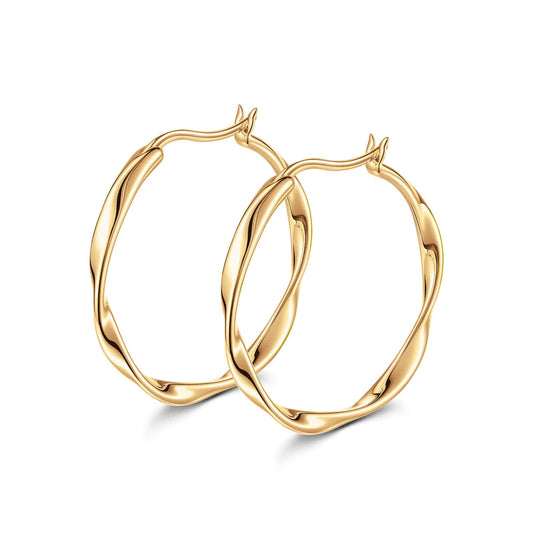 gon- Tarnish-resistant Silver M Size Classic Hoop Earrings with Sterling Silver Ear Post In 14K Gold Plated