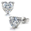 Sterling Silver 2.0 CT.TW D Color VVS1 Moissanite Heart Stud Earrings, April Birthstone Earrings with White Gold Plating (Includes GRA Certification from Gemological Research Association)