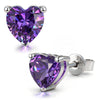Sterling Silver 3.2 CT.TW Violet Vivid Purple Lab-Created Sapphire Heart Stud Earrings, February Birthstone Earrings with White Gold Plating (Includes GRC Certification From Gemstone Research Center)