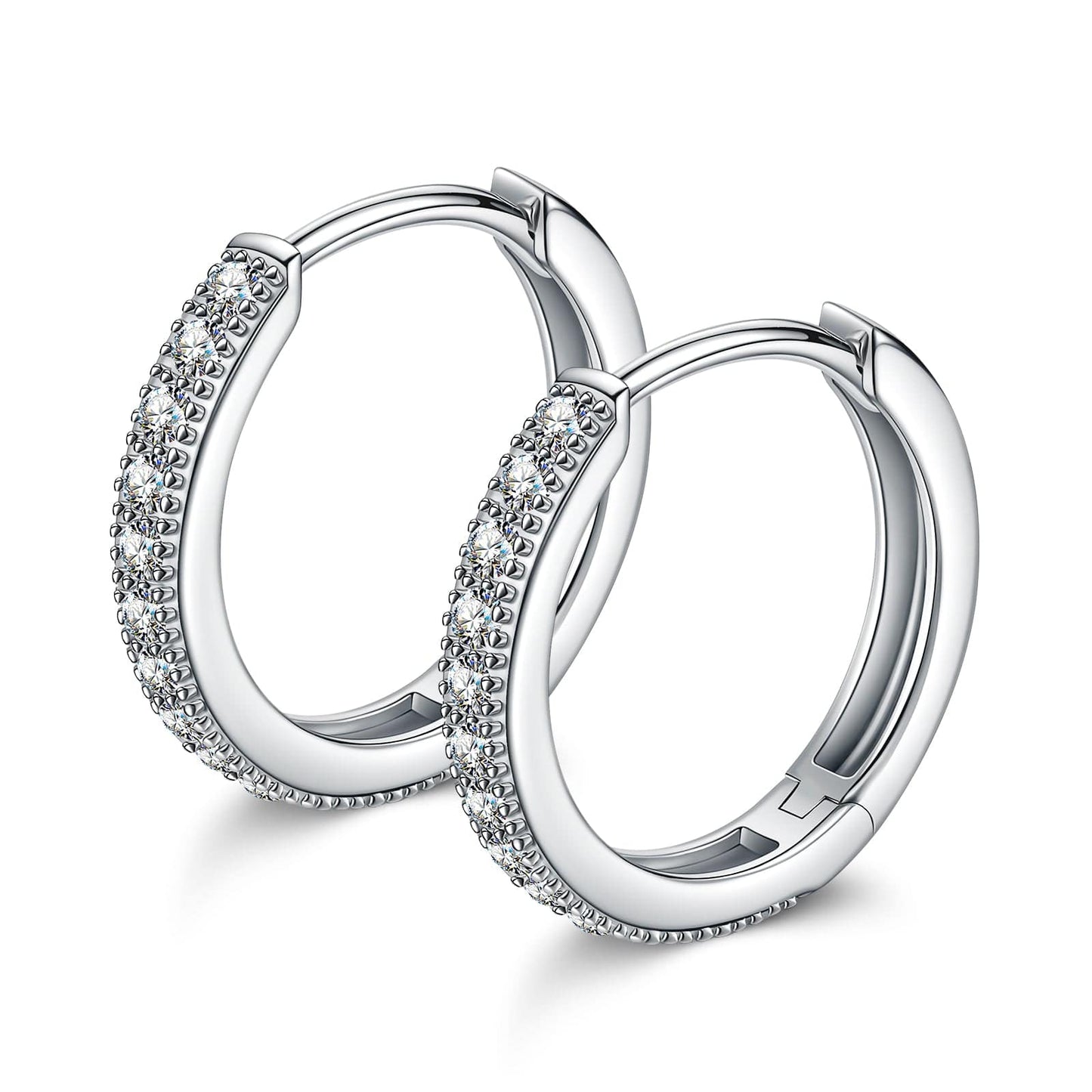 Sterling Silver Classic Hoop Earrings In White Gold Plated