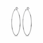 Sterling Silver Classic Large Hoop Earrings In White Gold Plated