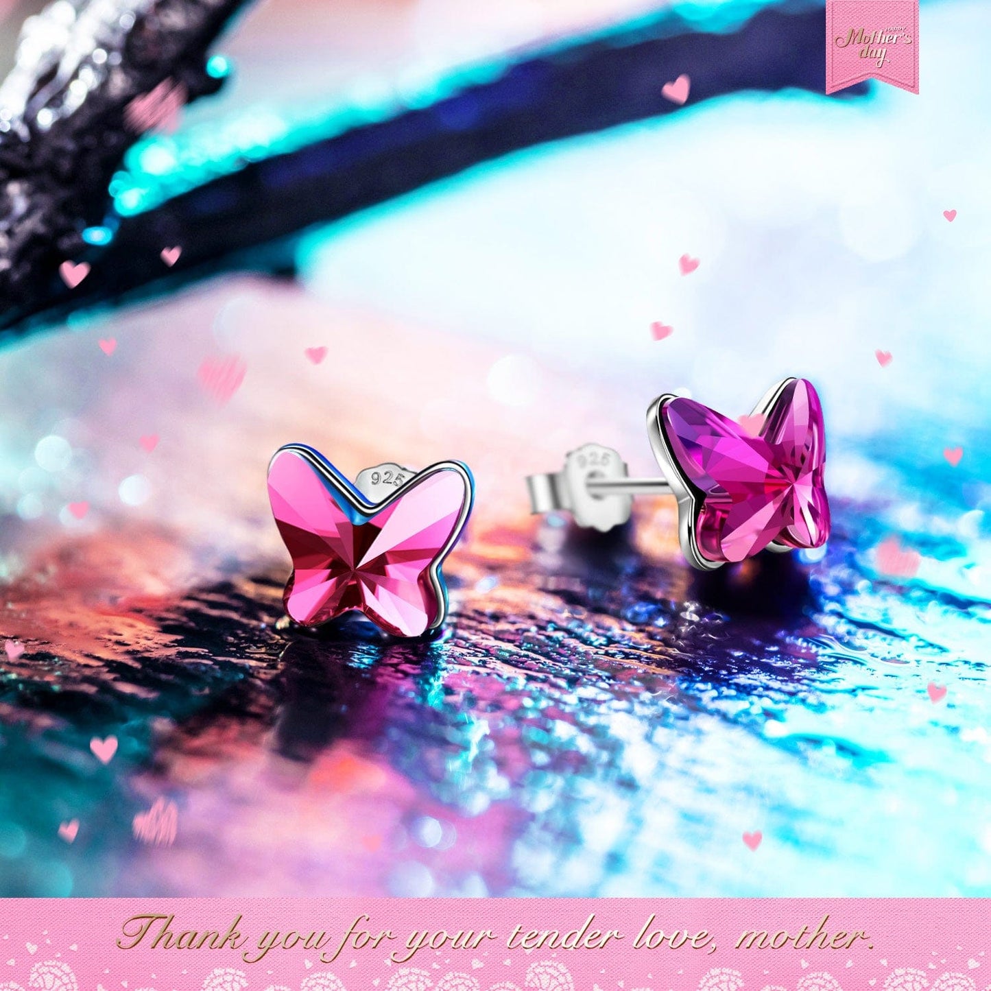 Christmas Exclusive: Spend Over $100 In A Single Purchase To Get This Sterling Silver Purple Butterfly Earrings In White Gold Plated For FREE - (Ships With Order, No Need To Add To Cart)