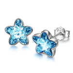 Sterling Silver Crystal Shining Star Earrings In White Gold Plated