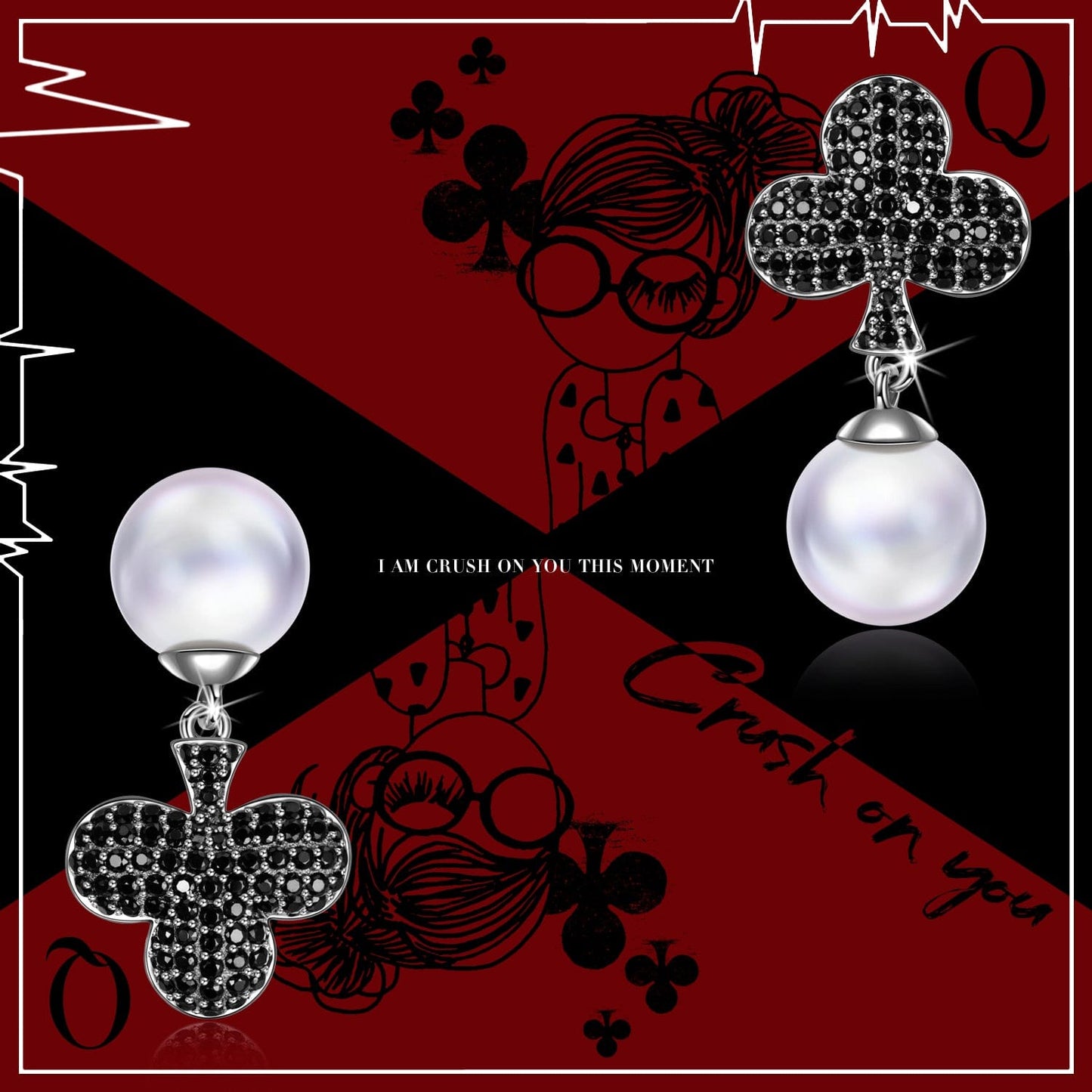 Halloween Treats Exclusive: Spend Over $200 In A Single Purchase To Get This Sterling Silver Silver Midnight Clover Necklace and Earrings In White Gold Plated For FREE - (Ships With Order, No Need To Add To Cart)