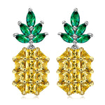 Vibrant Pineapple Pavé CZ Drop Earrings in Solid 925 Sterling Silver