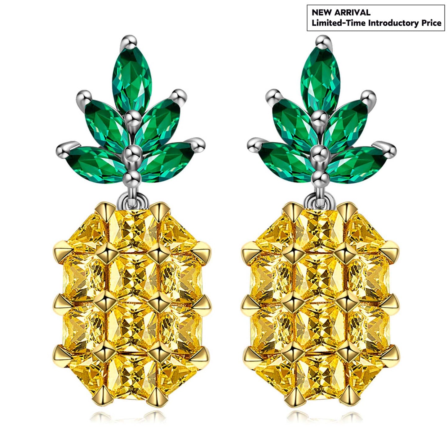 Vibrant Pineapple Pavé CZ Drop Earrings in Solid 925 Sterling Silver