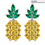 Vibrant Pineapple Pavé CZ Drop Earrings in Solid 925 Sterling Silver