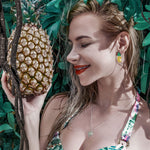 Vibrant Pineapple Pavé CZ Drop Earrings in Solid 925 Sterling Silver
