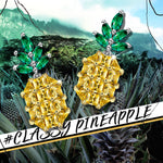 Sterling Silver Crystal Shining Pineapple Earrings In White Gold Plated