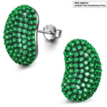Vibrant Green Pavé Oval Stud Earrings in Solid 925 Sterling Silver