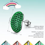 Vibrant Green Pavé Oval Stud Earrings in Solid 925 Sterling Silver