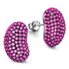 Hot Pink Pavé Oval Stud Earrings in Solid 925 Sterling Silver