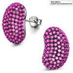 Hot Pink Pavé Oval Stud Earrings in Solid 925 Sterling Silver