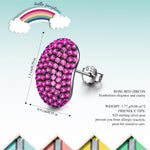 Hot Pink Pavé Oval Stud Earrings in Solid 925 Sterling Silver