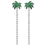 Sterling Silver Crystal Shining Coconut Tree Earrings In White Gold Plated