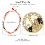Sterling Silver M Size Classic Hoop Earrings In Rose Gold Plated