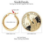 Sterling Silver Burgundy Versailles Ball Hoop Earrings With Enamel In 14K Gold Plated