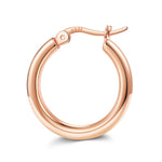 Sterling Silver Classic Hoop Earrings In Rose Gold Plated