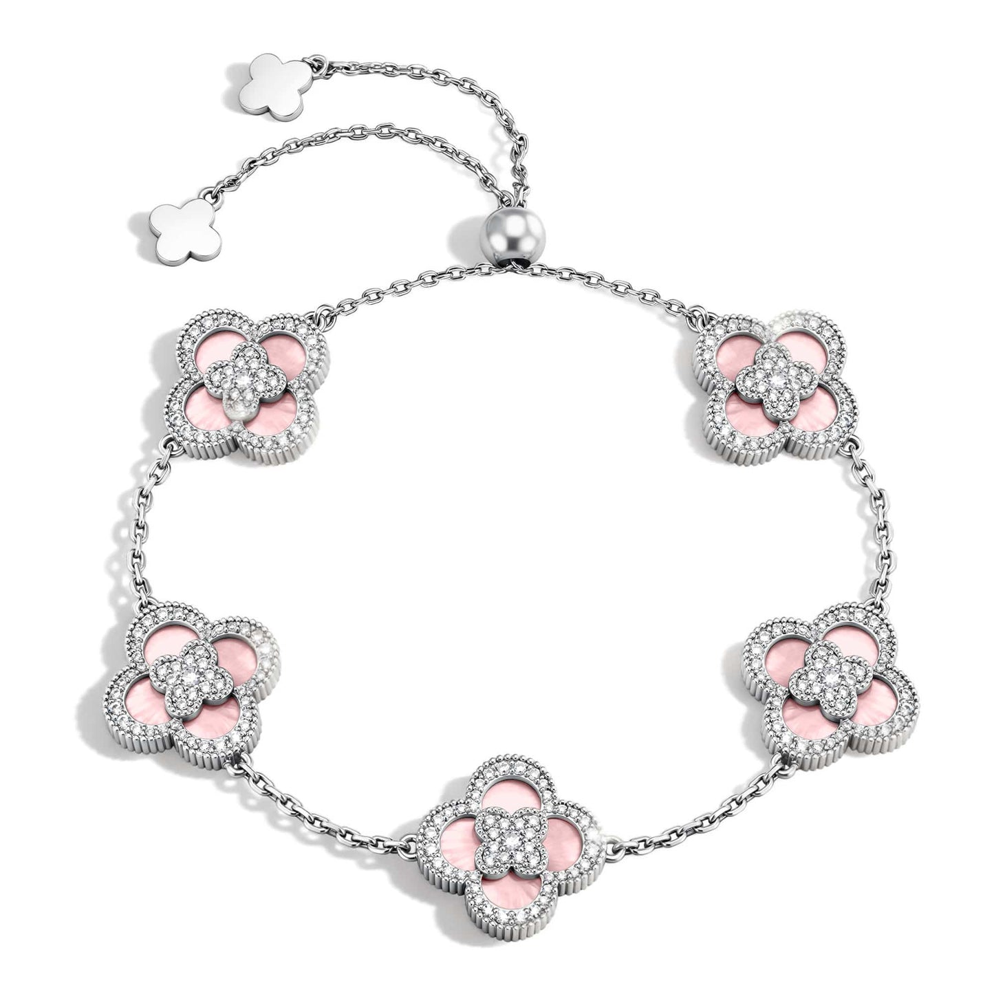 Blush Mother of Pearl Grace Bracelet With White Gold Plating