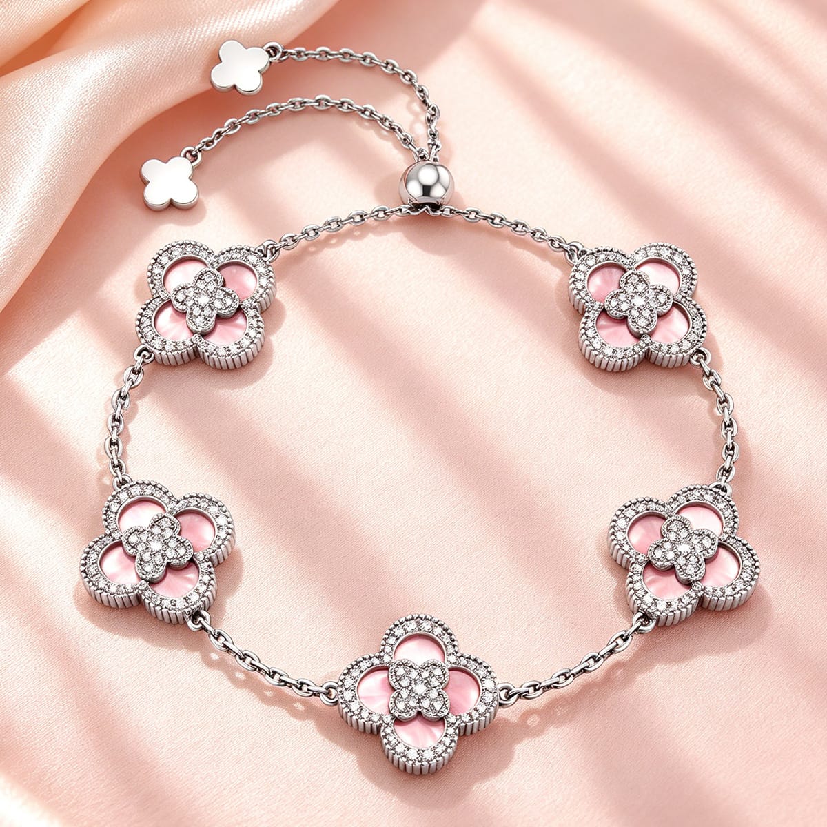 Blush Mother of Pearl Grace Bracelet With White Gold Plating