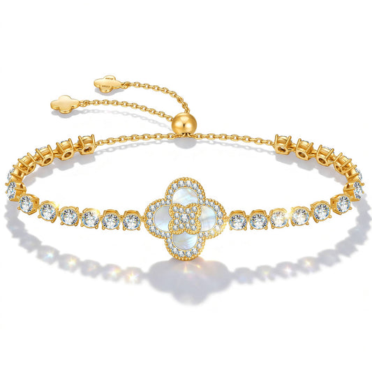 gona- White Mother of Pearl Elegance Bracelet With 14K Gold Plating