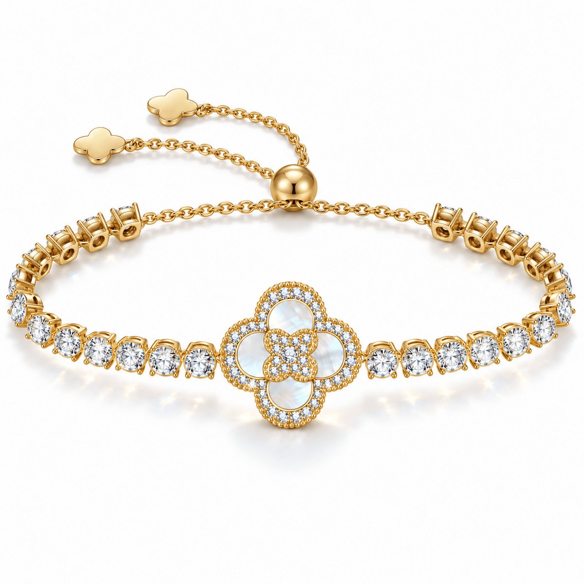 White Mother of Pearl Elegance Bracelet With 14K Gold Plating
