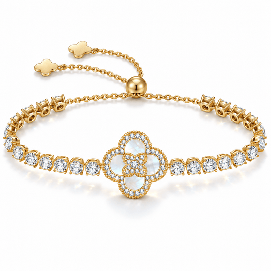 gona- White Mother of Pearl Elegance Bracelet With 14K Gold Plating