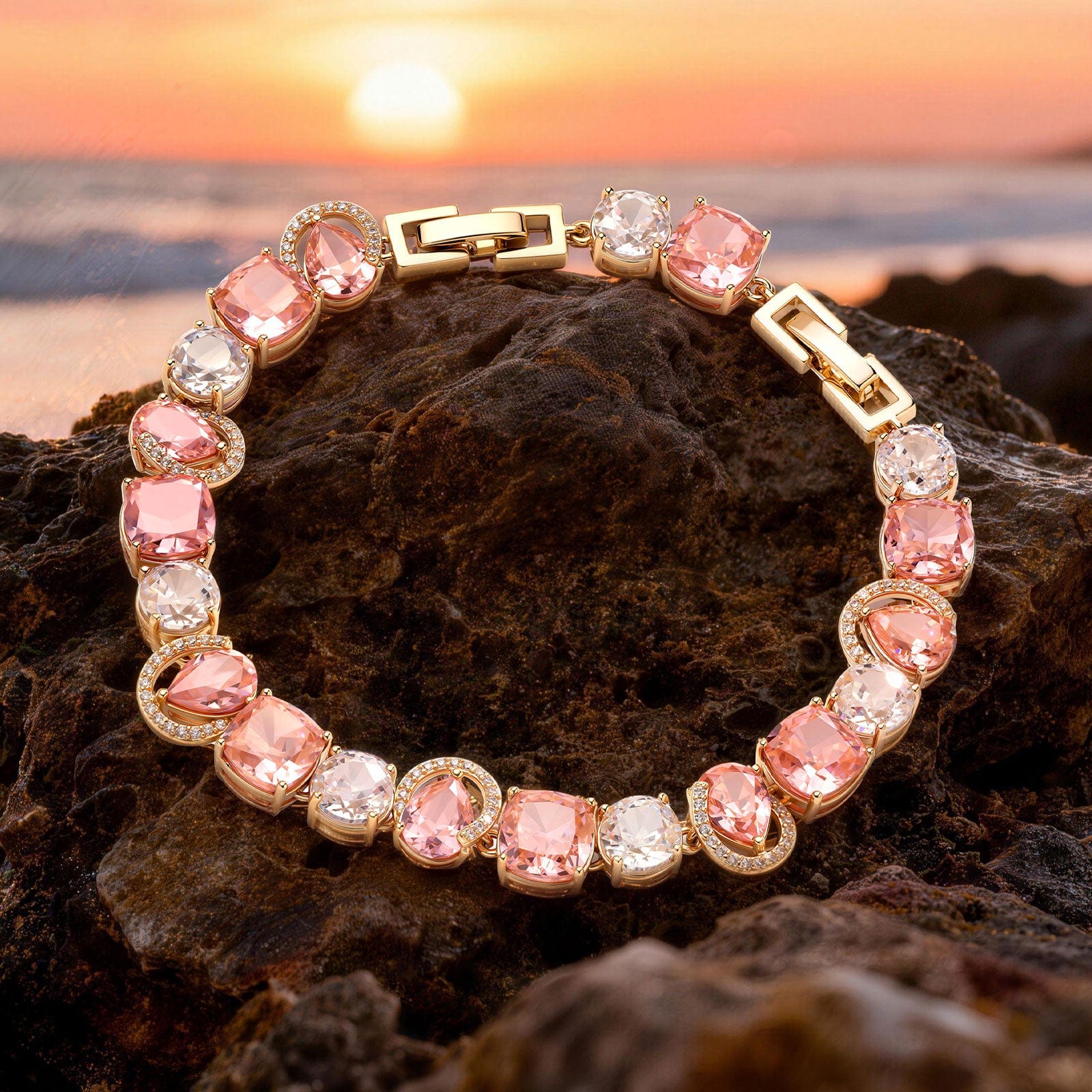 PADPARADSCHA SUNSET ICE-FLOWER LAB ZIRCON TENNIS ADJUSTABLE