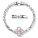 Fleur Quadrifoglio Gem Chain Bracelet in White Gold Plated Finish