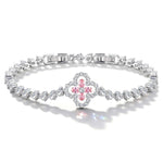 Fleur Quadrifoglio Gem Chain Bracelet in White Gold Plated Finish