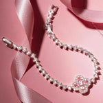 Fleur Quadrifoglio Gem Chain Bracelet in White Gold Plated Finish