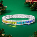 Rainbow Bridge Lumière Tennis Bracelet — Handcrafted with Swarovski® Crystals, White Gold Plated