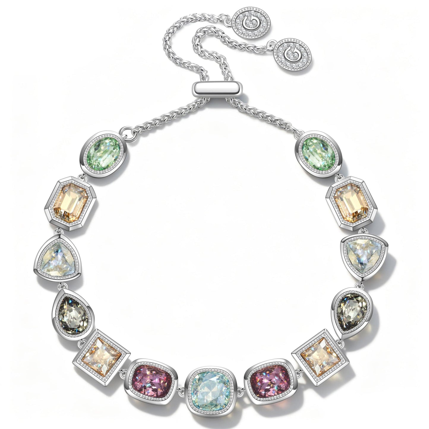 Rainbow Crystal Rope Chain Tennis Bracelet In White Gold Plated - Created With SWAROVSKI® Crystals
