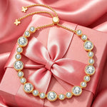 Classic Pave Created with Swarovski® Crystals Tarnish-Resistant Silver Bracelet In 14K Gold Plated