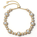 Classic Pave Created with Swarovski® Crystals Tarnish-Resistant Silver Bracelet In 14K Gold Plated