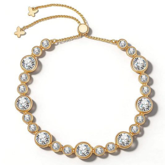 gona- Classic Pave Created with Swarovski® Crystals Tarnish-Resistant Silver Bracelet In 14K Gold Plated