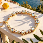 Classic Pave Created with Swarovski® Crystals Tarnish-Resistant Silver Bracelet In 14K Gold Plated