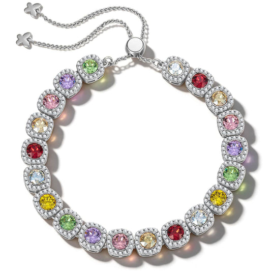 gona- Rainbow Ombre Created with Swarovski® Crystals Tarnish-Resistant Silver Bracelet In White Gold Plated