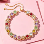 Rainbow Ombre Created with Swarovski® Crystals Tarnish-Resistant Silver Bracelet In 14K Gold Plated