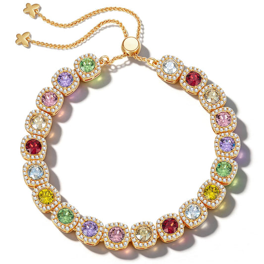 gona- Rainbow Ombre Created with Swarovski® Crystals Tarnish-Resistant Silver Bracelet In 14K Gold Plated