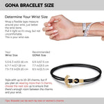 Black Leather Tarnish-resistant Silver Anchor Bracelet In 14K Gold Plated