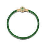 Universal Polaris Green Leather Bracelet Tarnish-resistant Silver Bracelet With Enamel In 14K Gold Plated