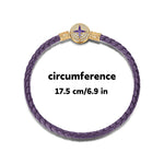 Universal Polaris Purple Leather Bracelet Tarnish-resistant Silver Bracelet With Enamel In 14K Gold Plated