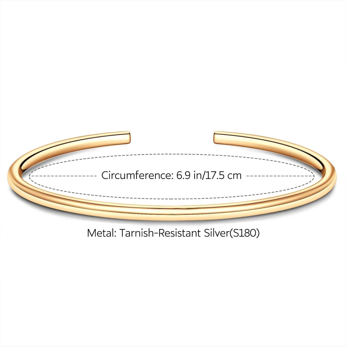 Classic Cuff Bracelet Tarnish-resistant Silver Bracelet In 14K Gold Plated